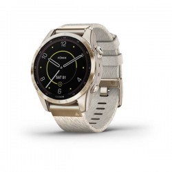 Garmin fēnix® 7S Sapphire Solar, Cream Gold Titanium with Cream Heathered Nylon Band